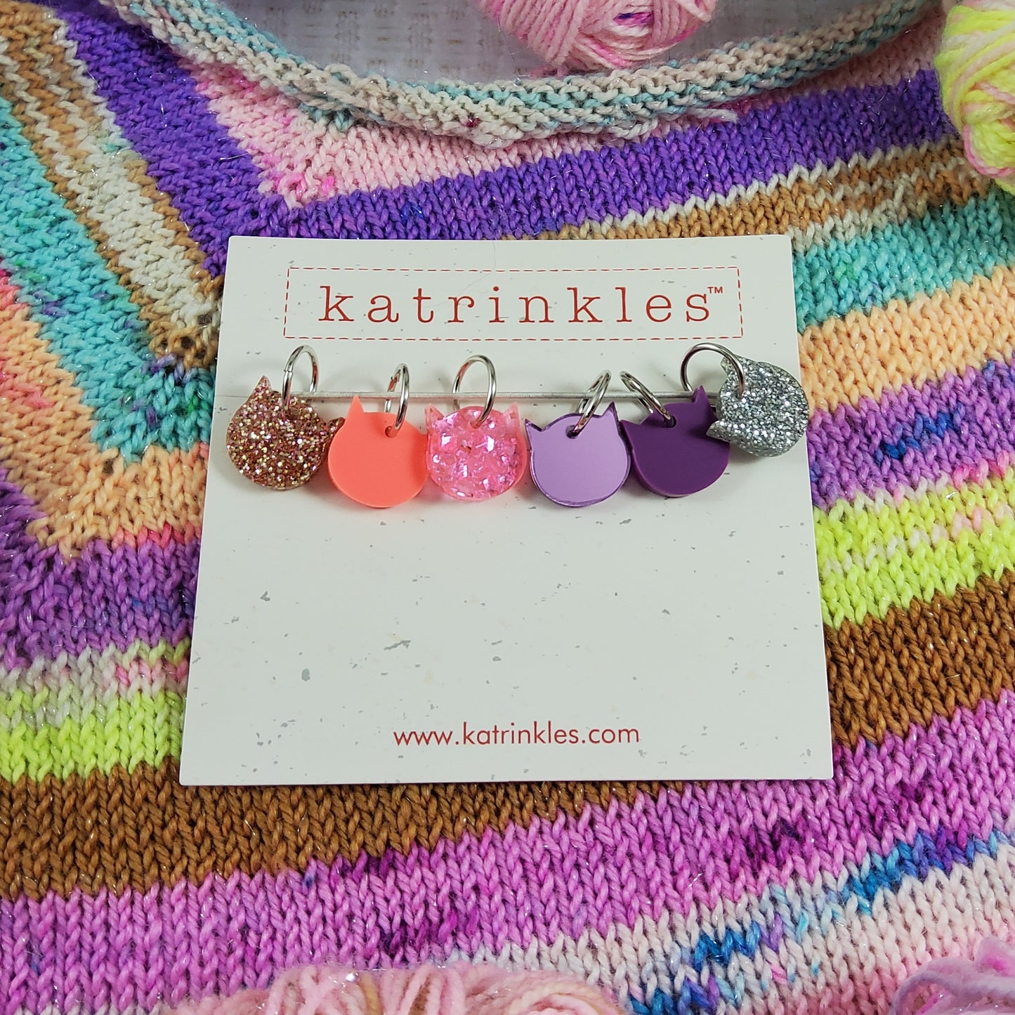 Disco Kitties Stitch Marker Set