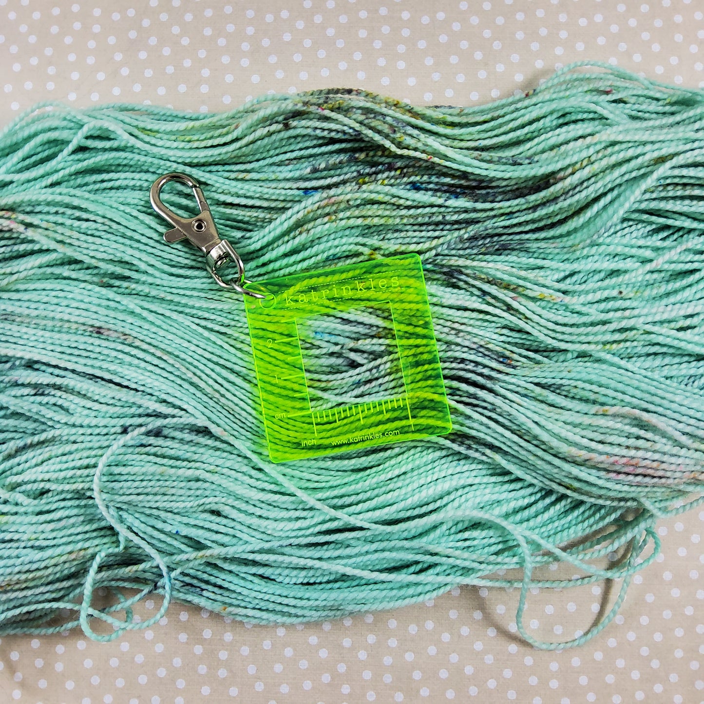 1" Acrylic Green Fluorescent Gauge Swatch Ruler Bag Charm