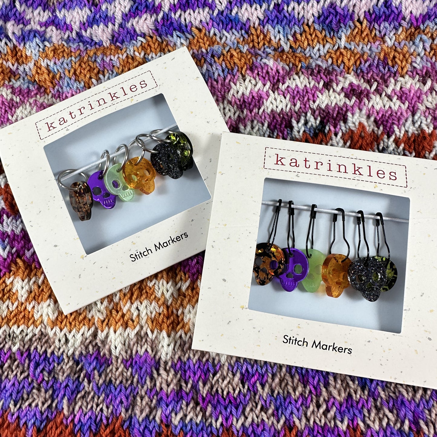 Acrylic Skull Stitch Marker Set - Updated Colors - Halloween 2023