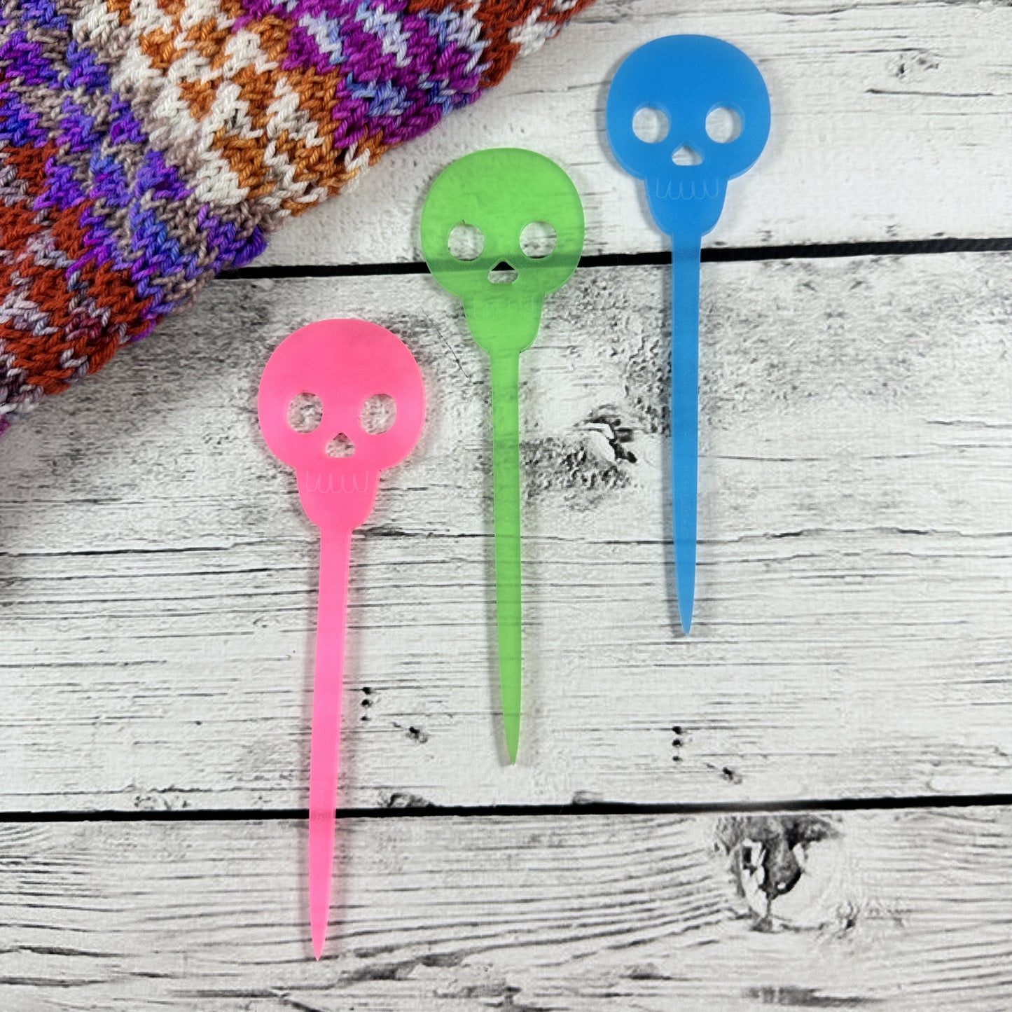 Glow in the Dark Acrylic Skull Shawl Sticks - Halloween 2023