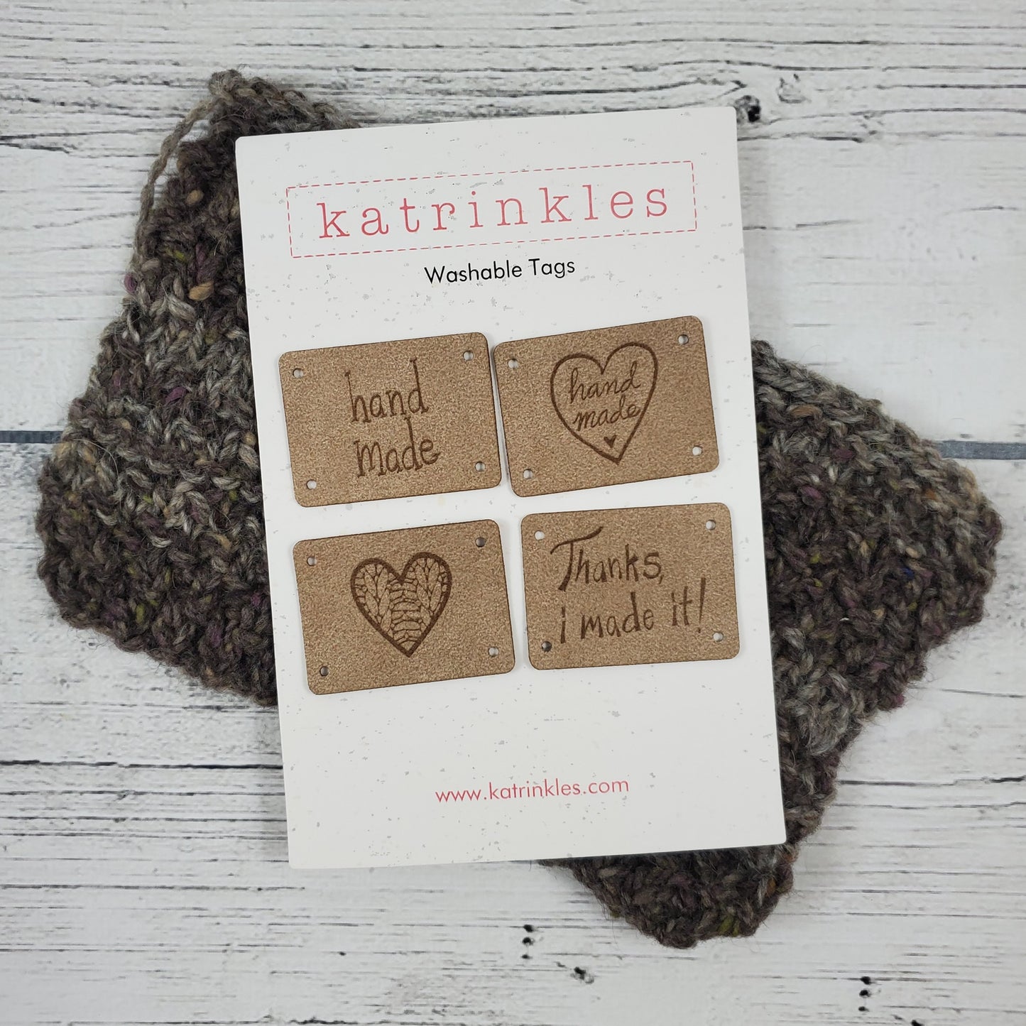 Assorted Hand Made Heart Tags - Card of 4 - Faux Suede