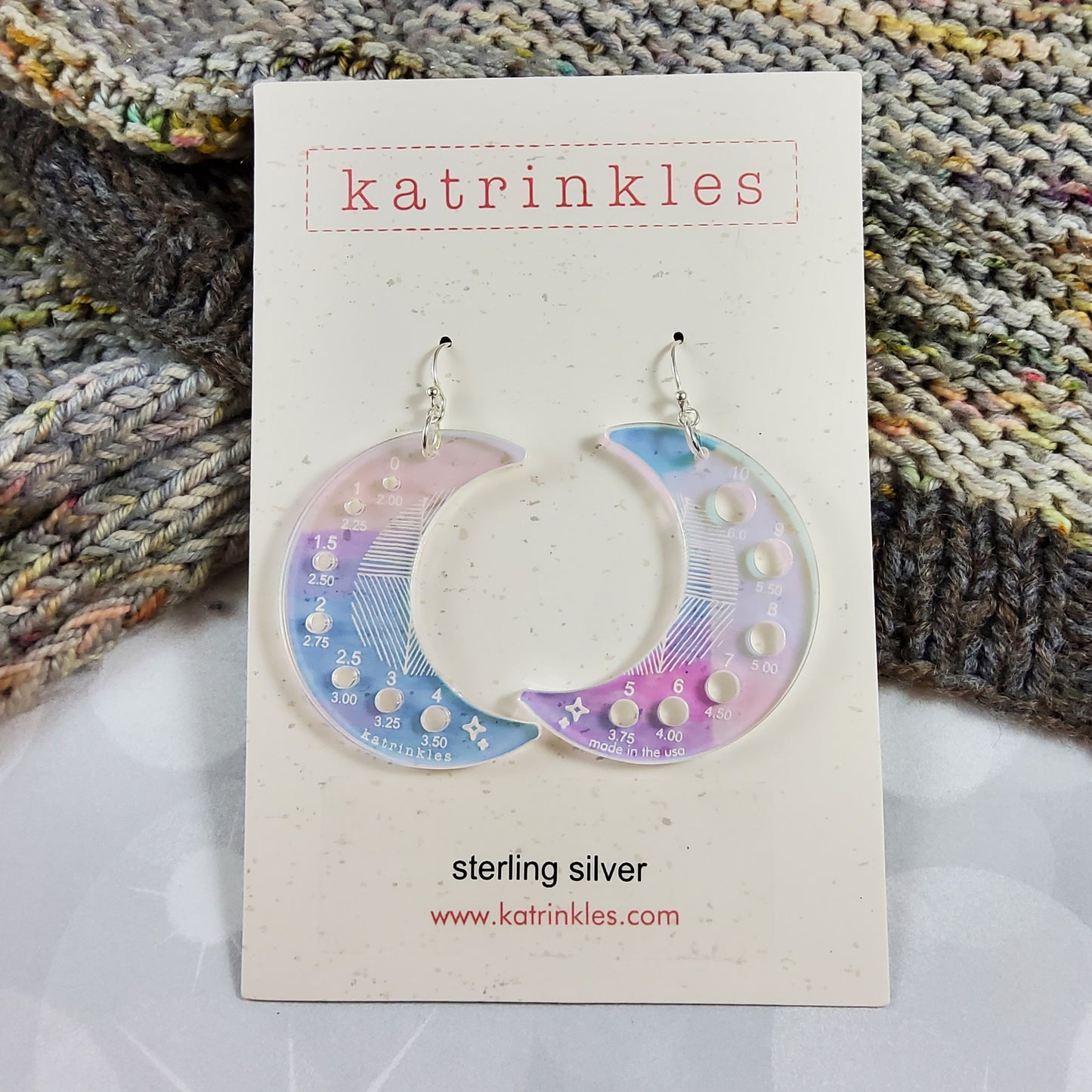 Holiday Collection 2023 Iridescent Acrylic Moon Needle Gauge Earrings