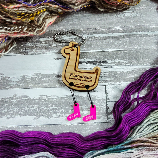 Rhinebeck Collection 2025 "Knocked My Socks Off" Alpaca Bag Charm - Pre Order - Estimated Ship Date: 11/14/25