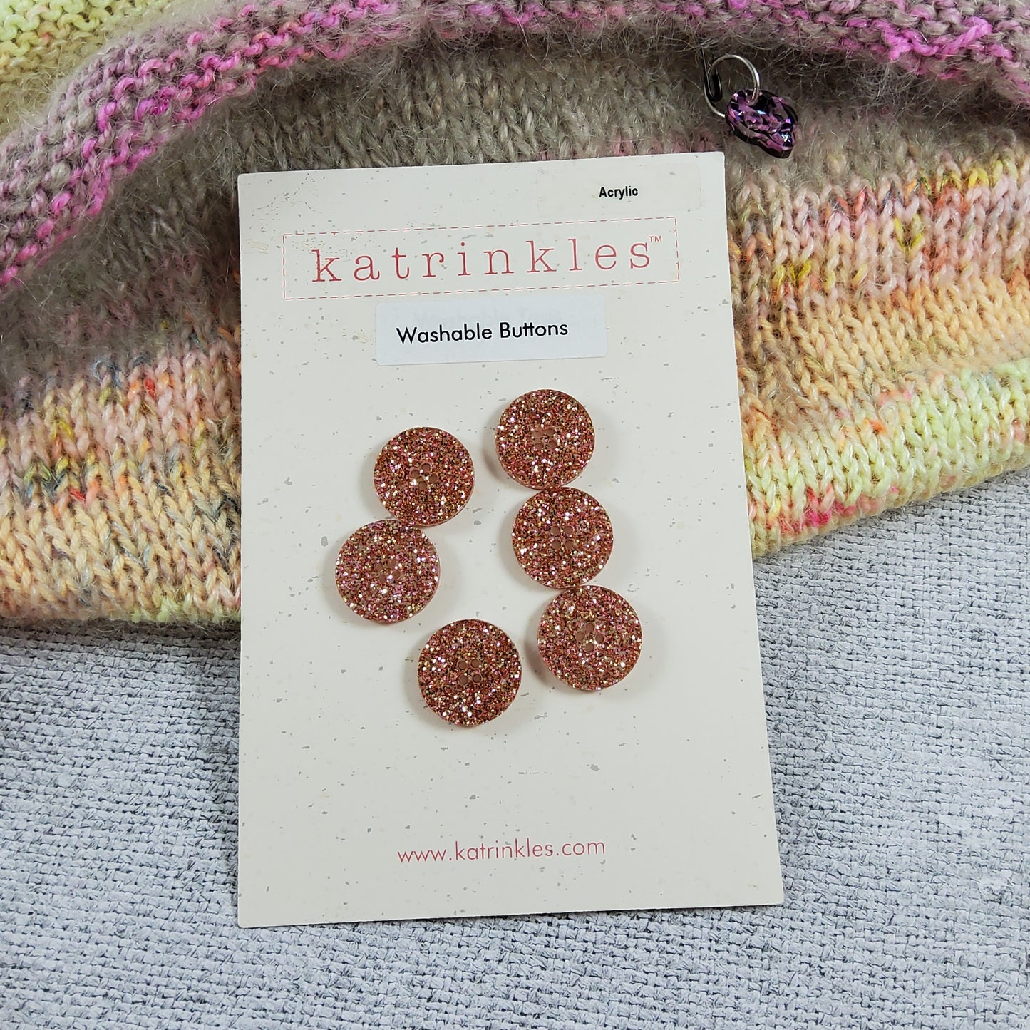 Rose Gold Glitter Acrylic Buttons