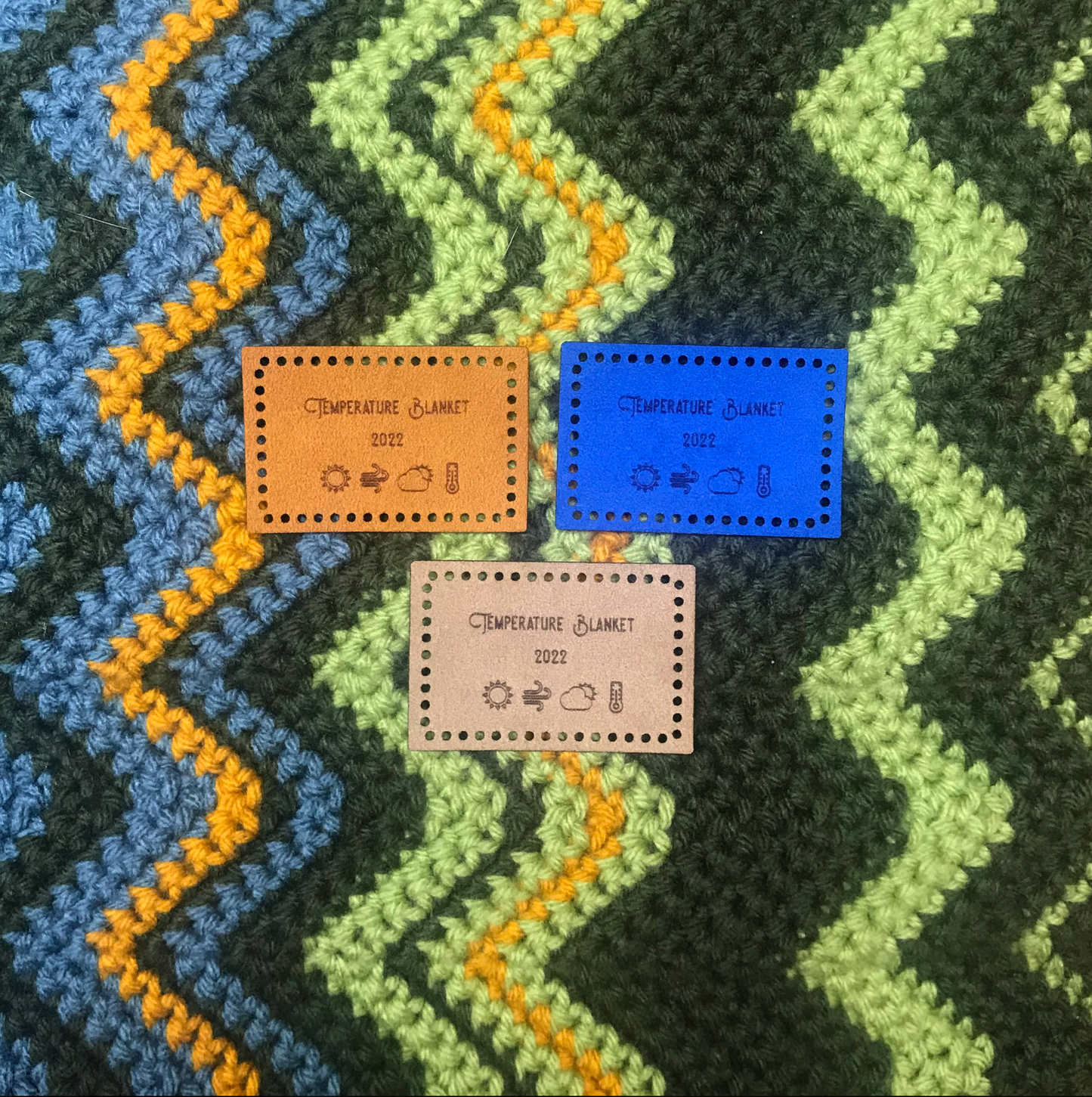 Temperature Blanket Faux Suede Tag