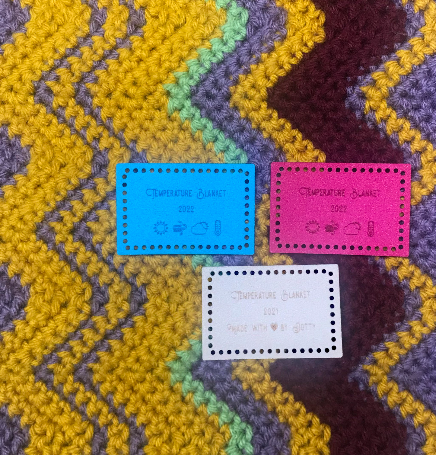Temperature Blanket Faux Suede Tag