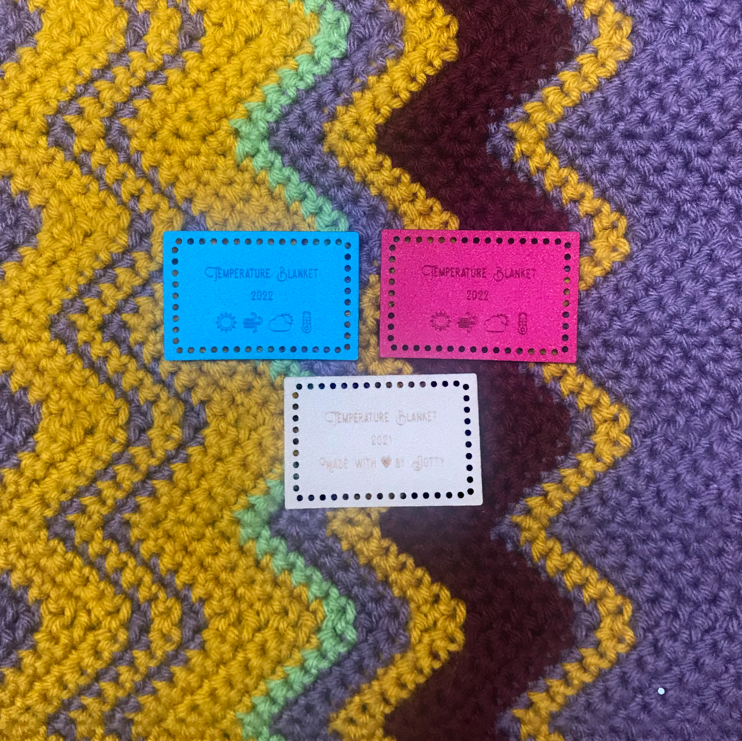 Temperature Blanket Faux Suede Tag