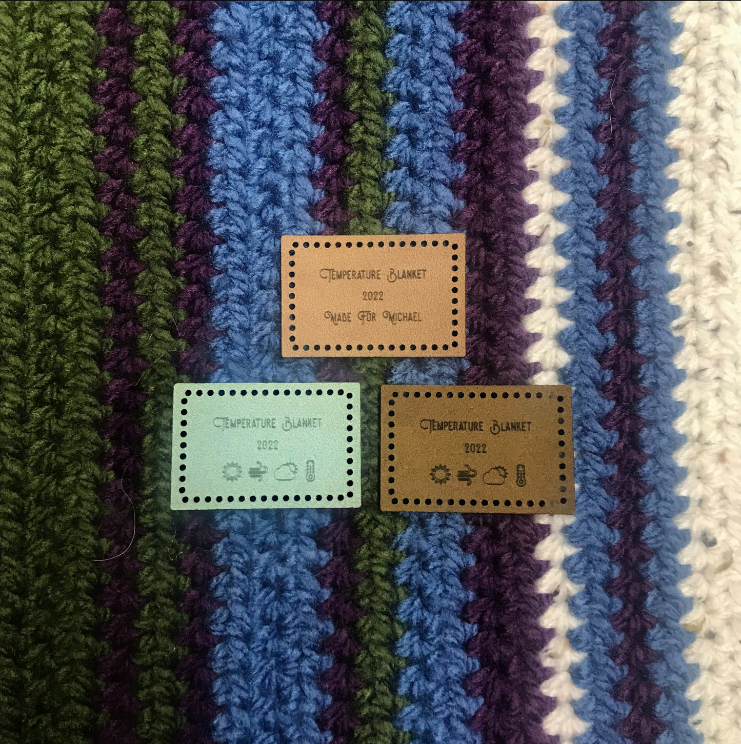 Temperature Blanket Faux Suede Tag