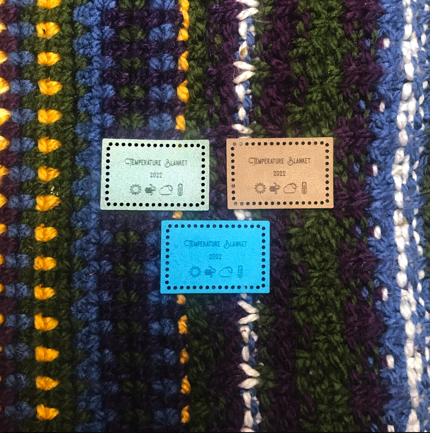 Temperature Blanket Faux Suede Tag