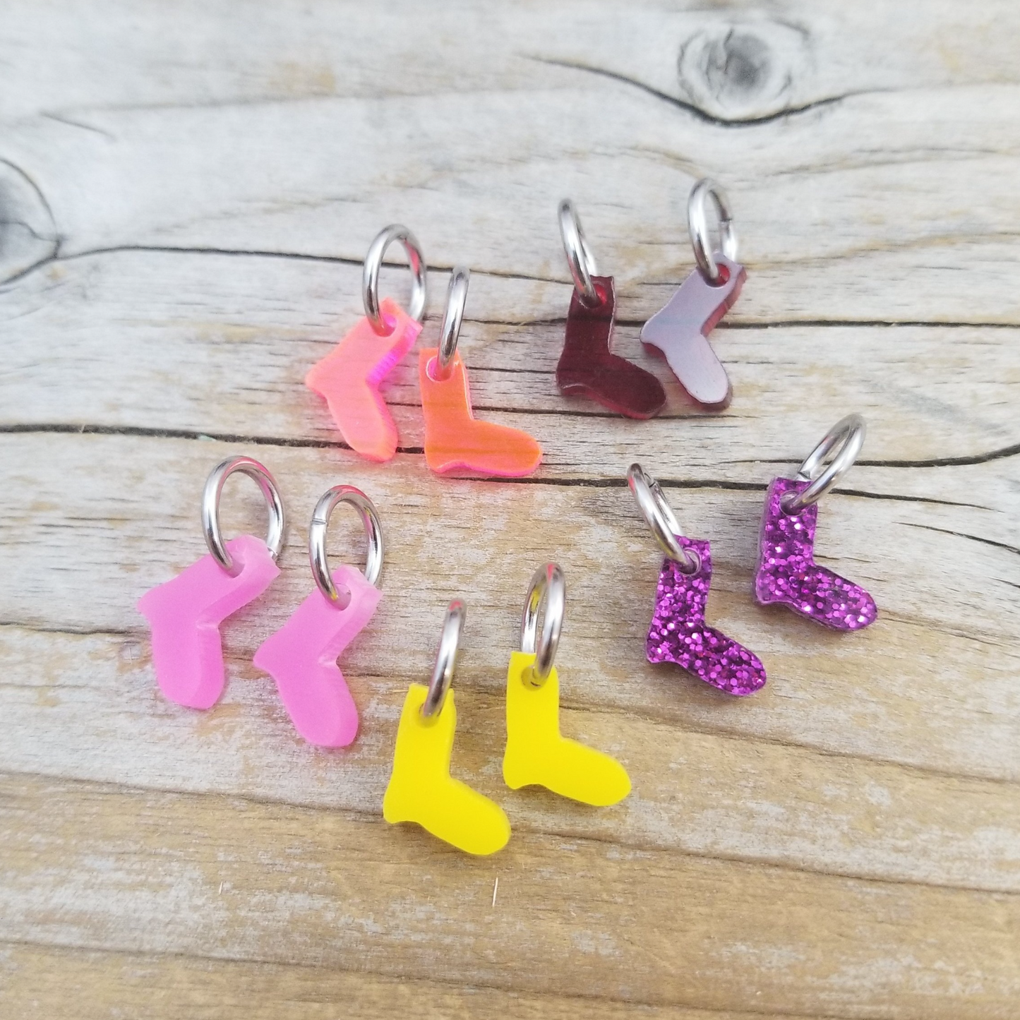 Tiny Sock Stitch Marker Set - Acrylic
