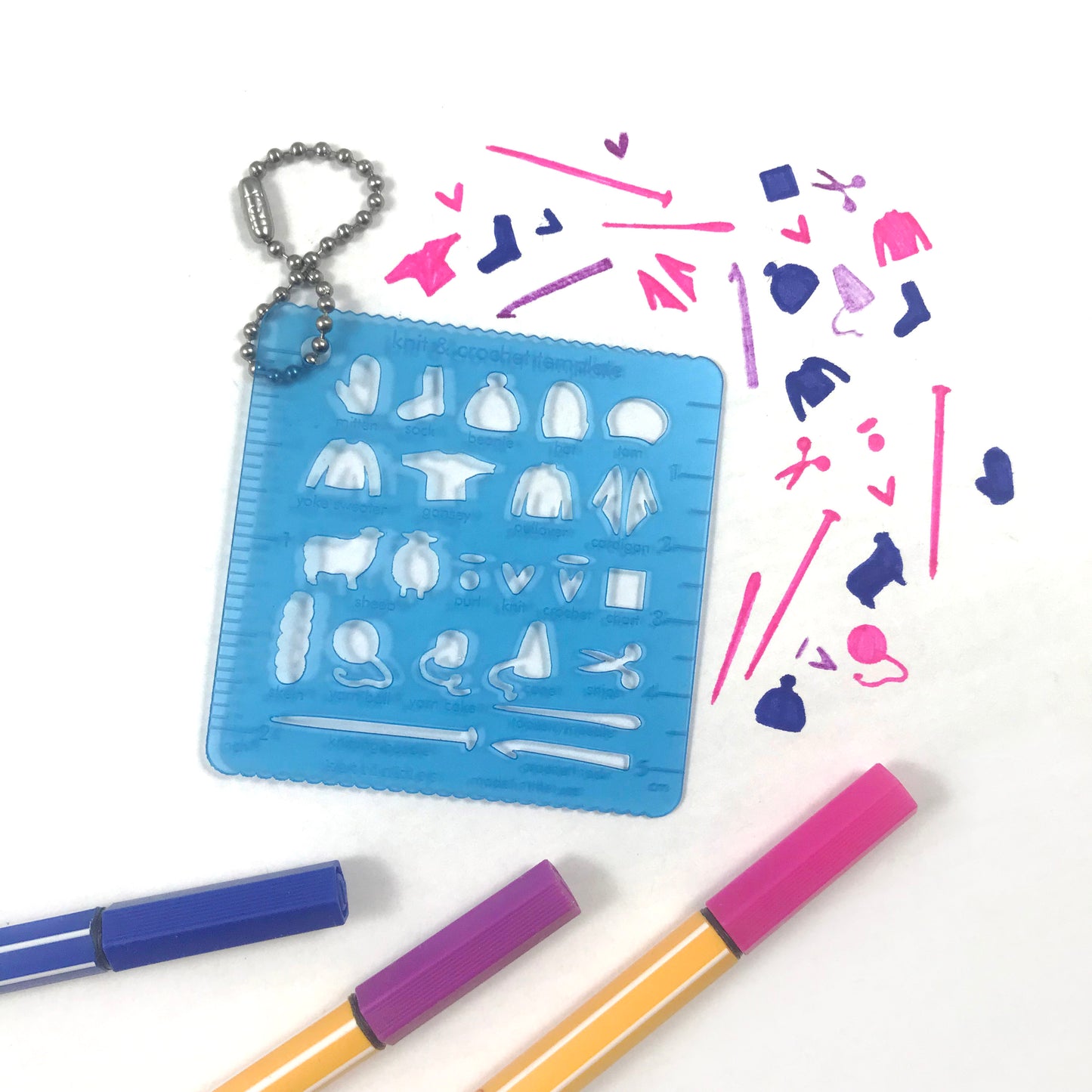 Knit & Crochet Template (Blue Stencil) Mini Tool