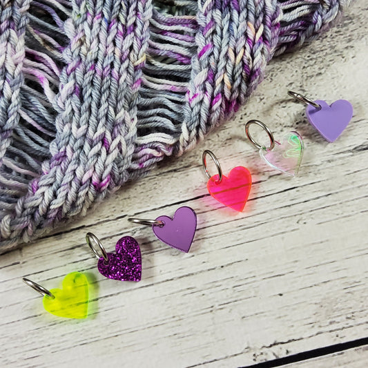 Acrylic Heart Shape Stitch Marker Set