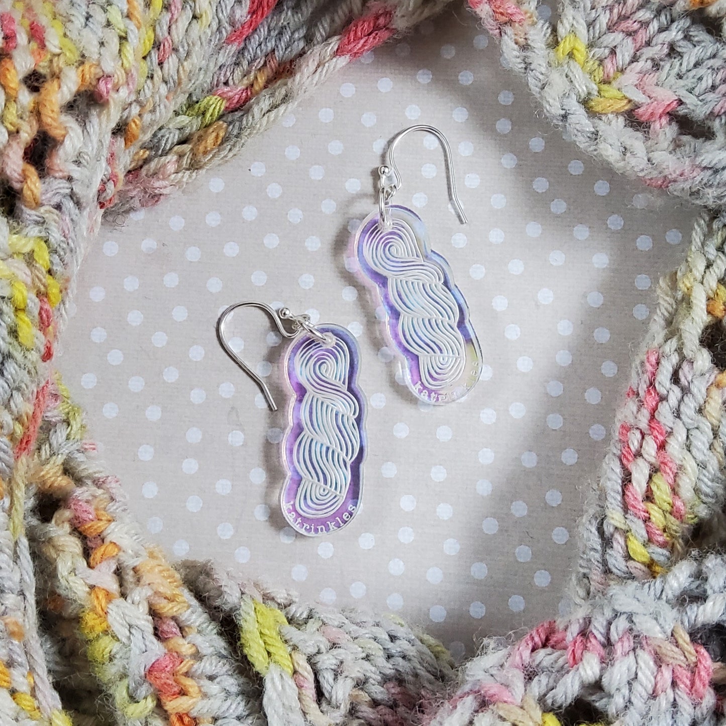Iridescent Yarn Skein Earrings