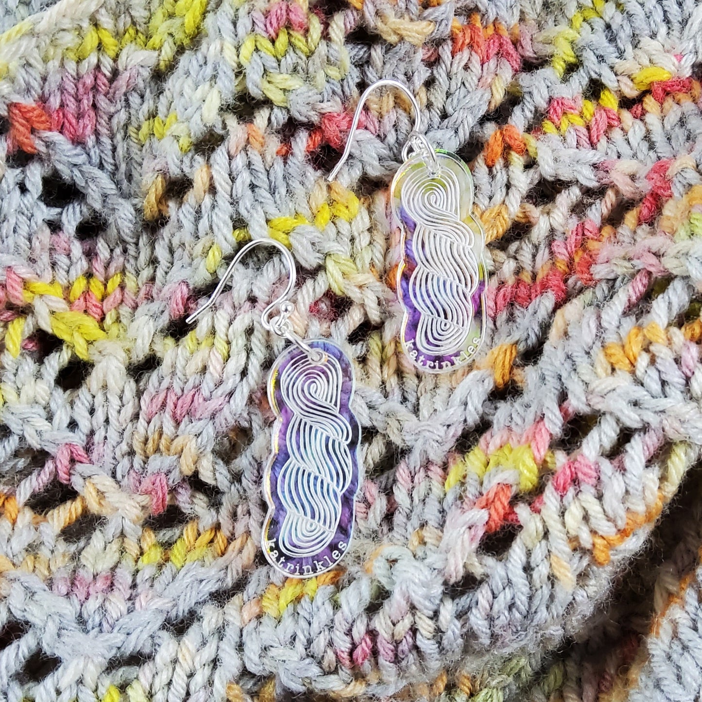 Iridescent Yarn Skein Earrings
