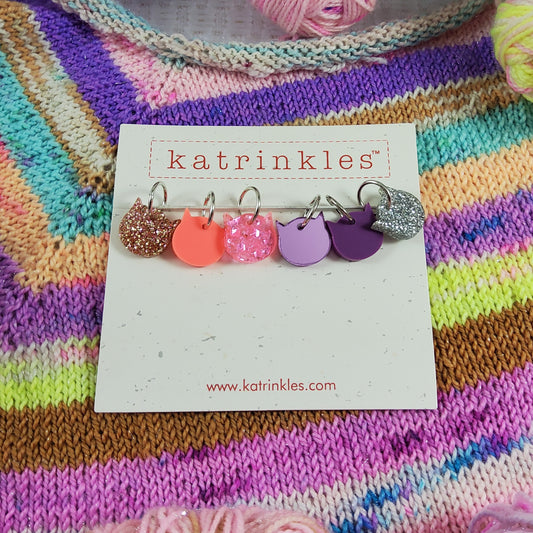 Disco Kitties Stitch Marker Set