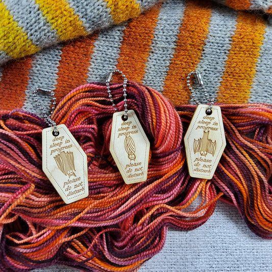 Halloween Collection 2025 - "Deep Sleep in Progress" Vampire Bat Project Bag Tags