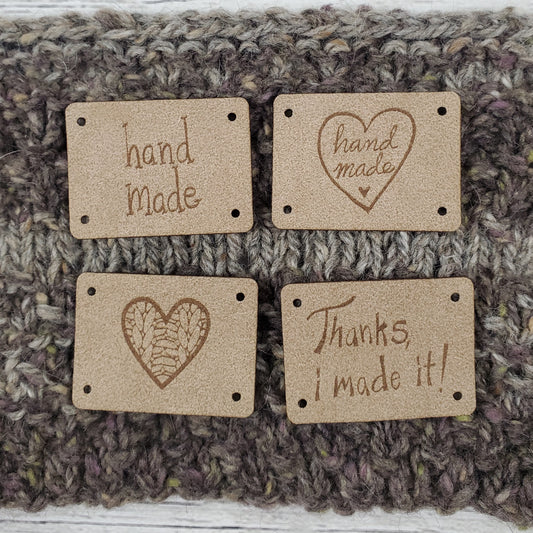Assorted Hand Made Heart Tags - Card of 4 - Faux Suede