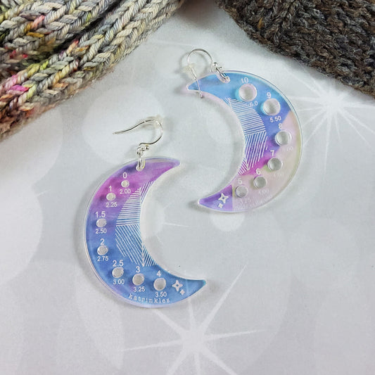 Holiday Collection 2023 Iridescent Acrylic Moon Needle Gauge Earrings