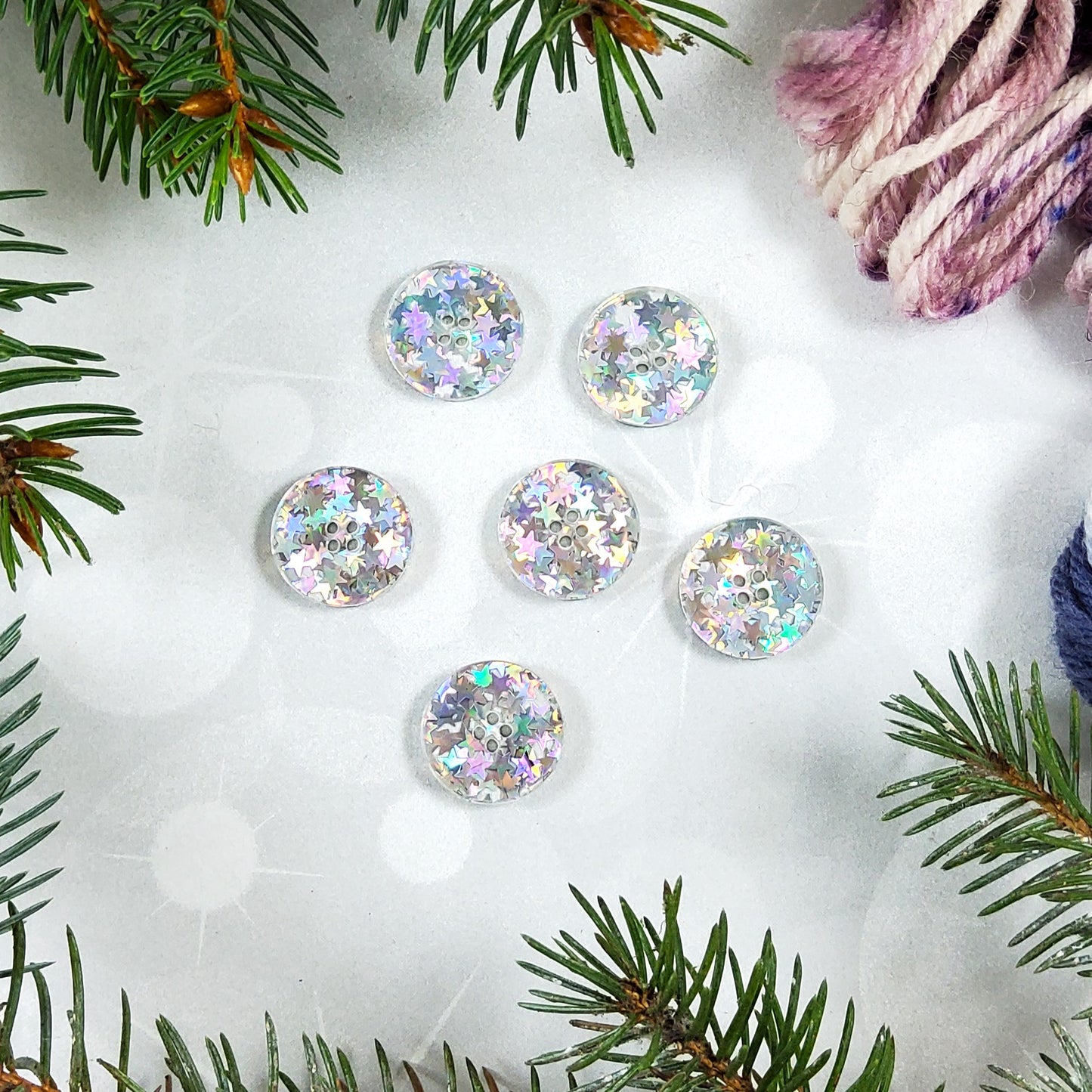 Iridescent Stars Acrylic Buttons