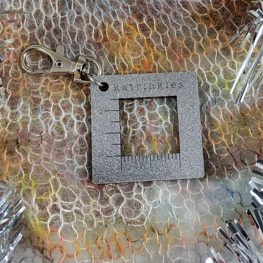 2025 Holiday Collection - Silver Glitter 1" Gauge Swatch Ruler Bag Charm