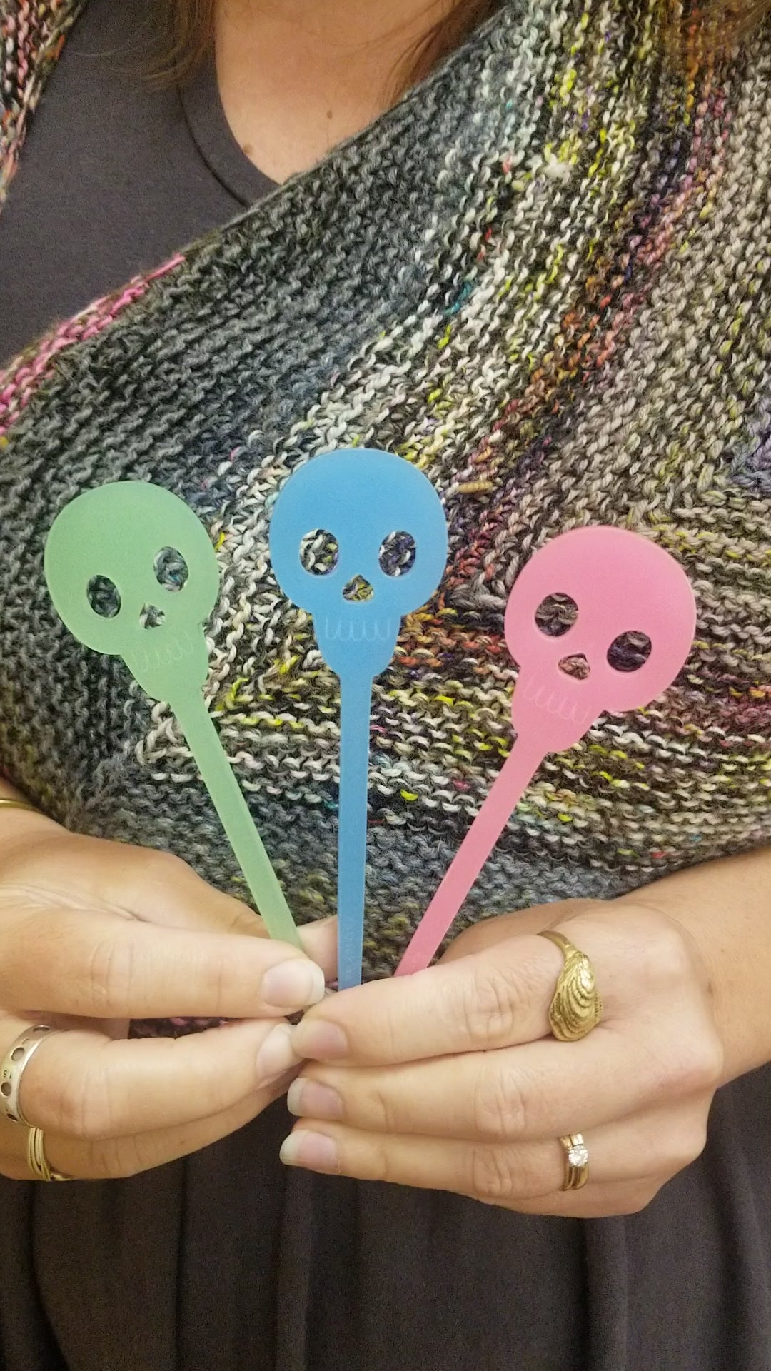 Glow in the Dark Acrylic Skull Shawl Sticks, Halloween 2023