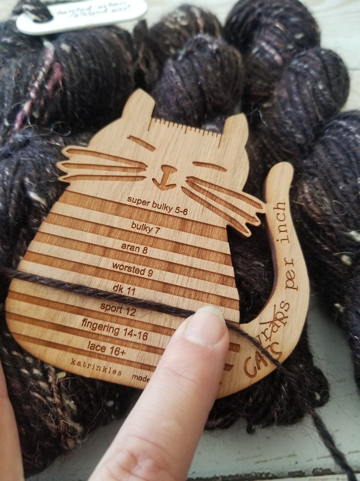 Cat-rinkles Cat Collection - "Cats Per Inch" Yarn Gauge Tool