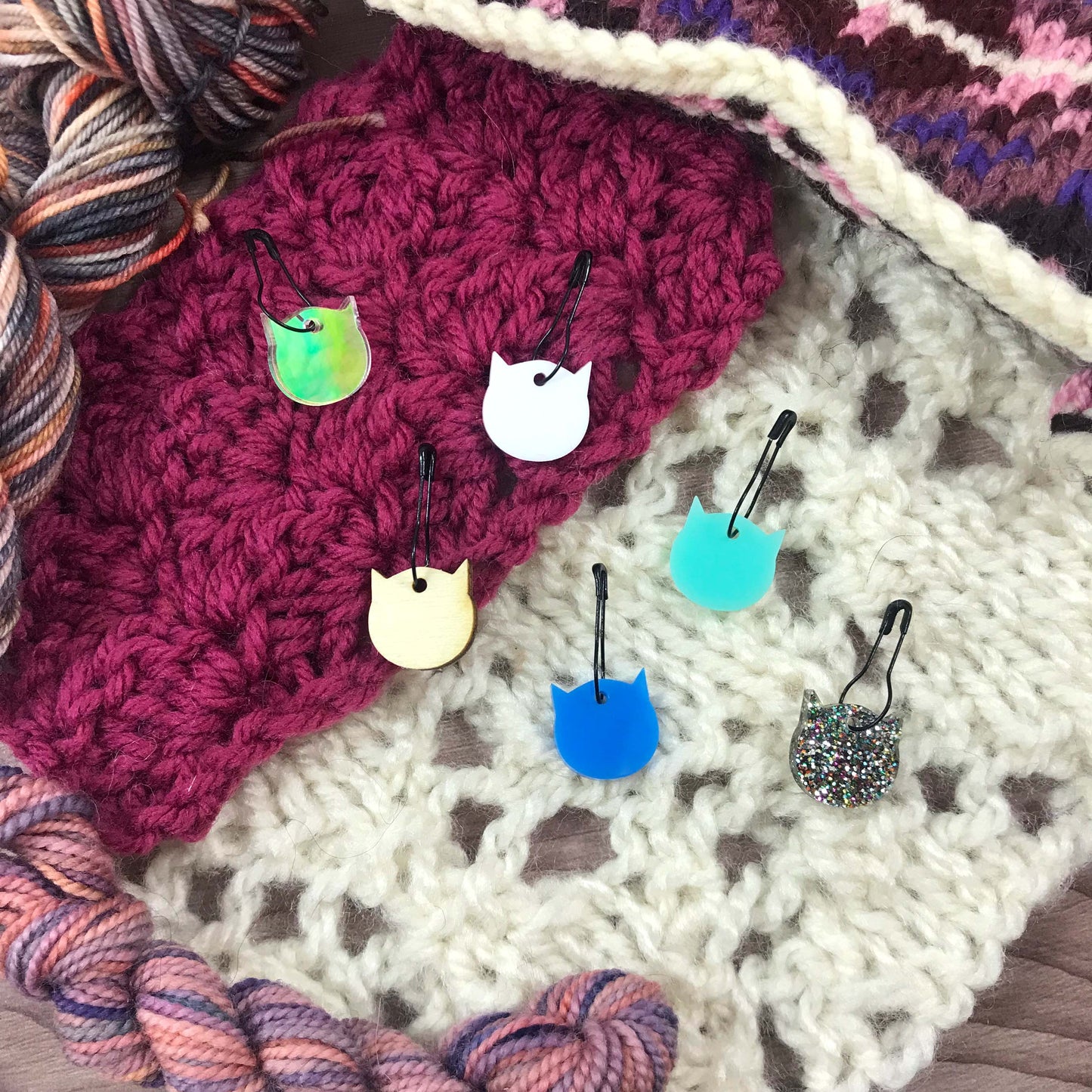 Cat-rinkles Cat Collection - Acrylic Stitch Markers - 20% Off