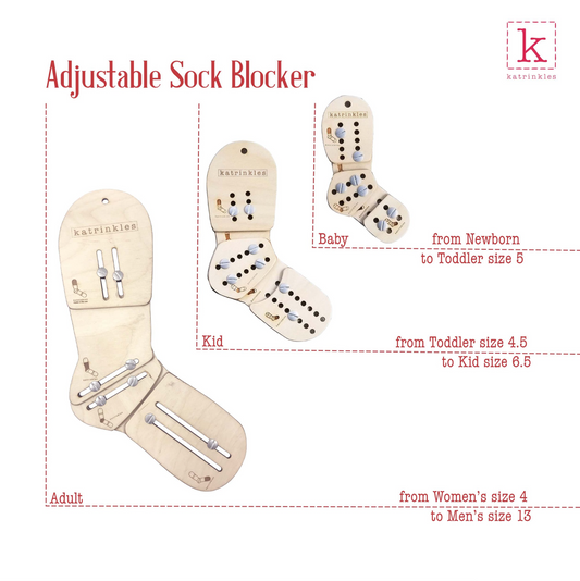 Justerbare sokkeblokkere eller knesokkforlengere - par (baby-, barne-, voksenstørrelser tilgjengelig)