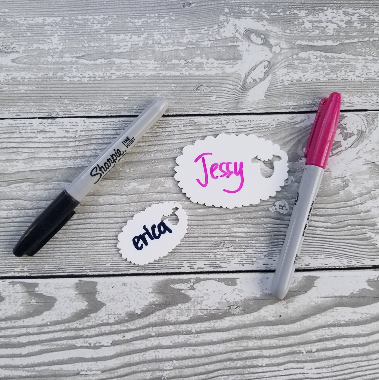 Write On / Wipe Off White Acrylic Sheep Name Tags