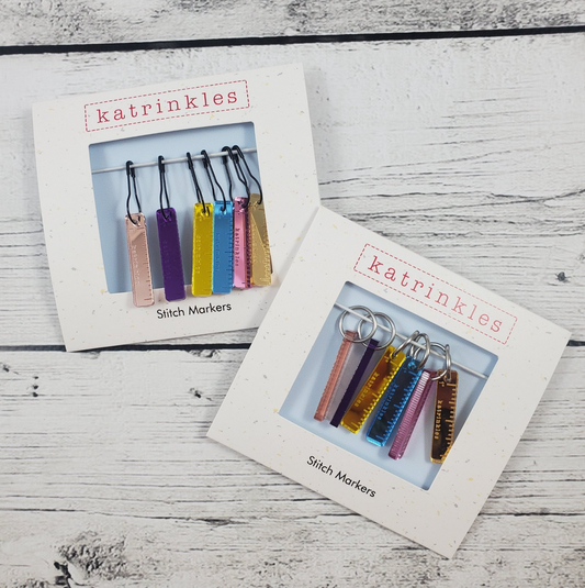 Mirrored Acrylic 1" Ruler Stitch Marker Set -  20% Off