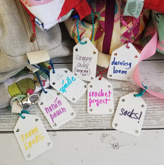 Write On / Wipe Off Acrylic White Project Bag Tags