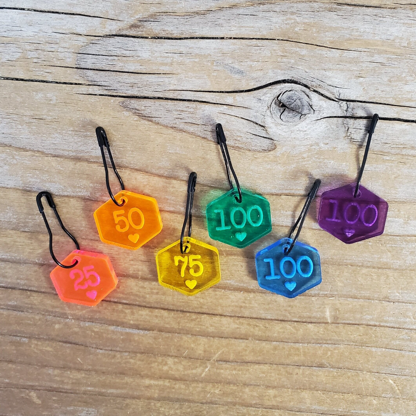 Rainbow Cast On Counting Number Stitch Marker Set